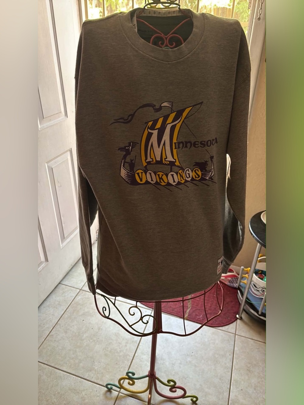 Mitchell & Ness Gray Pullover with Black Print